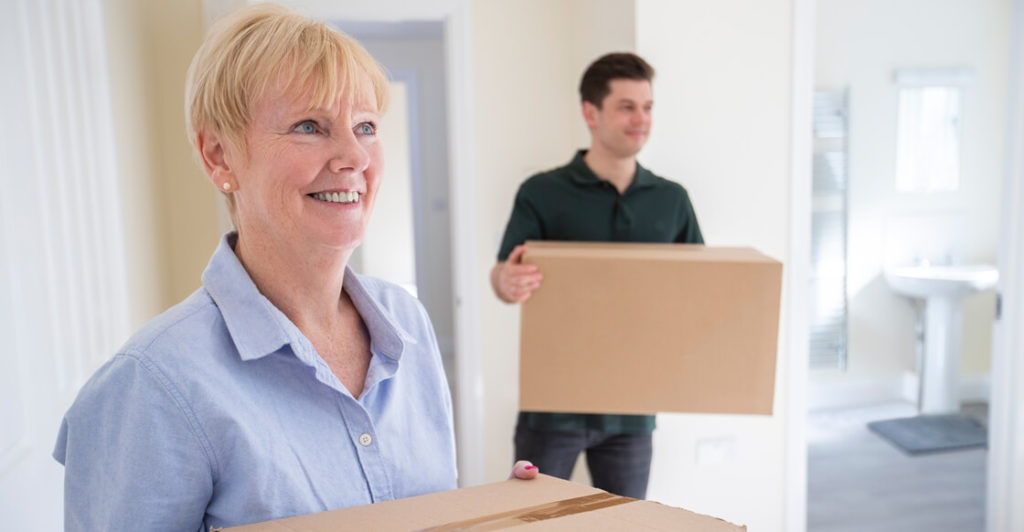 Senior woman downsizing to a smaller home